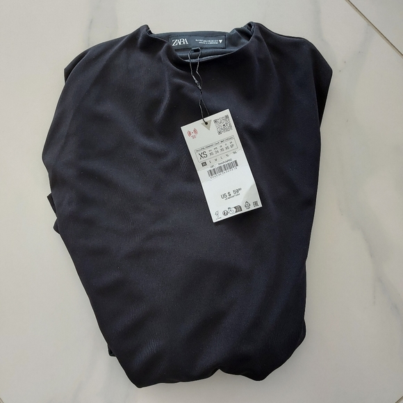 Zara Asymmetric Elegant Black Knit Midi Dress - Picture 13 of 13